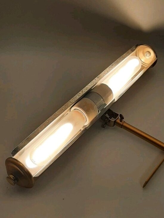 Vintage Mid Century Modern 15 in Picture Painting Wall Mounted Art Light Lamp - Picture 9 of 9